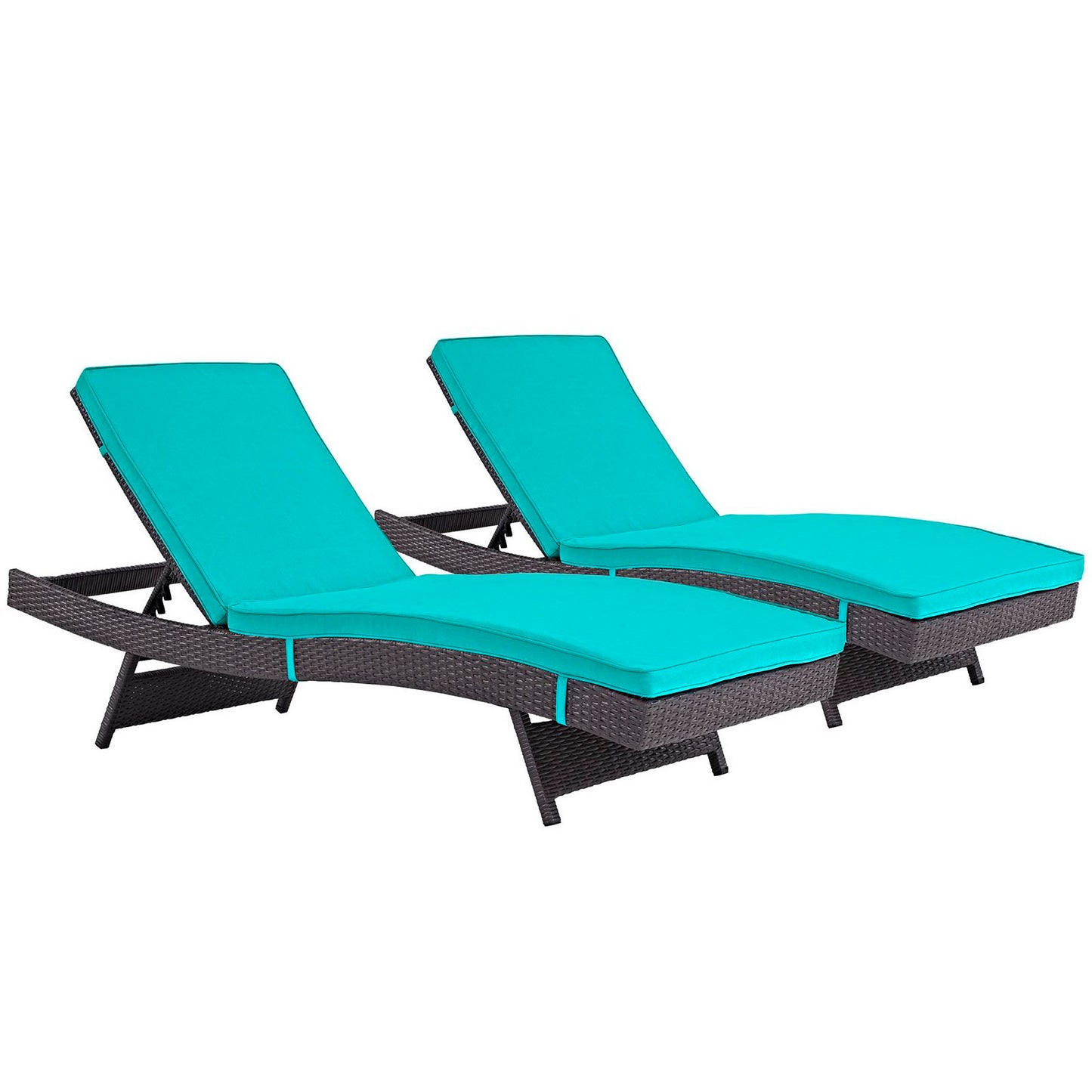 Modway Outlet Convene Outdoor Patio Chaise Set of 2 by Modway  Outdoor Furniture Furniture Espresso Turquoise - EEI-2428-EXP-TRQ-SET