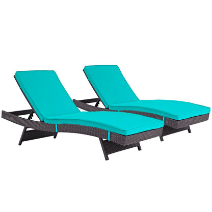 Modway Outlet Convene Outdoor Patio Chaise Set of 2 by Modway  Outdoor Furniture Furniture Espresso Turquoise - EEI-2428-EXP-TRQ-SET