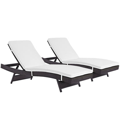 Modway - Convene Outdoor Patio Chaise Set of 2 by Modway  Outdoor Furniture Sofa Sectionals White - EEI-2428-EXP-WHI-SET