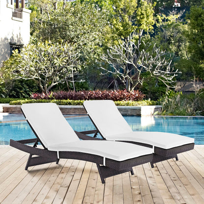 Modway - Convene Outdoor Patio Chaise Set of 2 by Modway  Outdoor Furniture Sofa Sectionals White - EEI-2428-EXP-WHI-SET