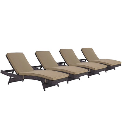 Modway Outlet Convene Outdoor Patio Chaise Set of 4 by Modway  Outdoor Furniture Furniture Espresso Mocha - EEI-2429-EXP-MOC-SET