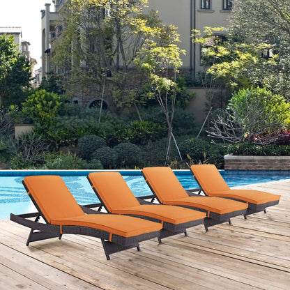 Modway Outlet Convene Outdoor Patio Chaise Set of 4 by Modway  Outdoor Furniture Furniture Espresso Orange - EEI-2429-EXP-ORA-SET