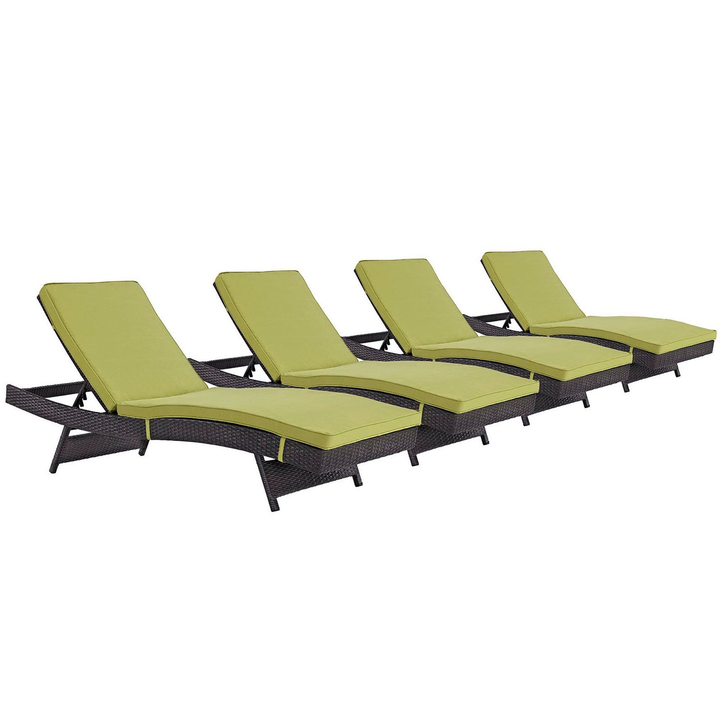 Modway Outlet Convene Outdoor Patio Chaise Set of 4 by Modway  Outdoor Furniture Furniture Espresso Peridot - EEI-2429-EXP-PER-SET