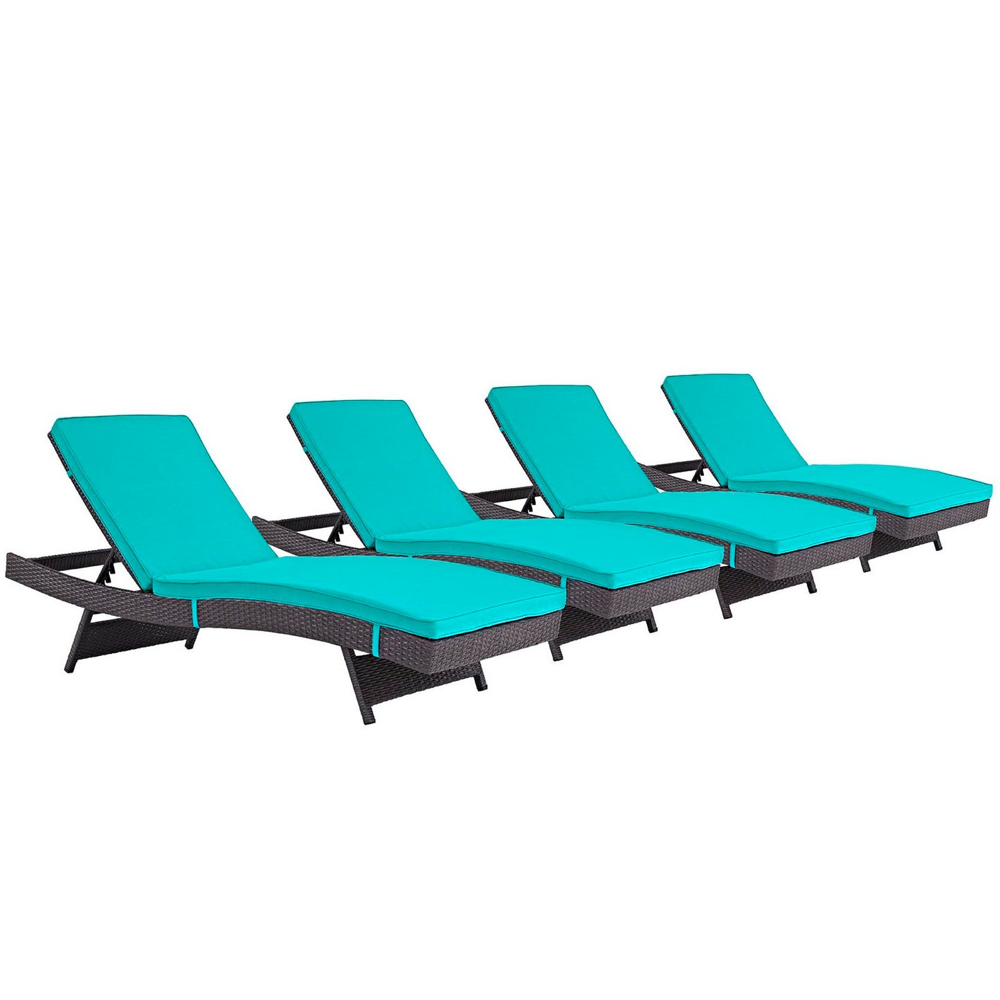 Modway Outlet Convene Outdoor Patio Chaise Set of 4 by Modway  Outdoor Furniture Furniture Espresso Turquoise - EEI-2429-EXP-TRQ-SET