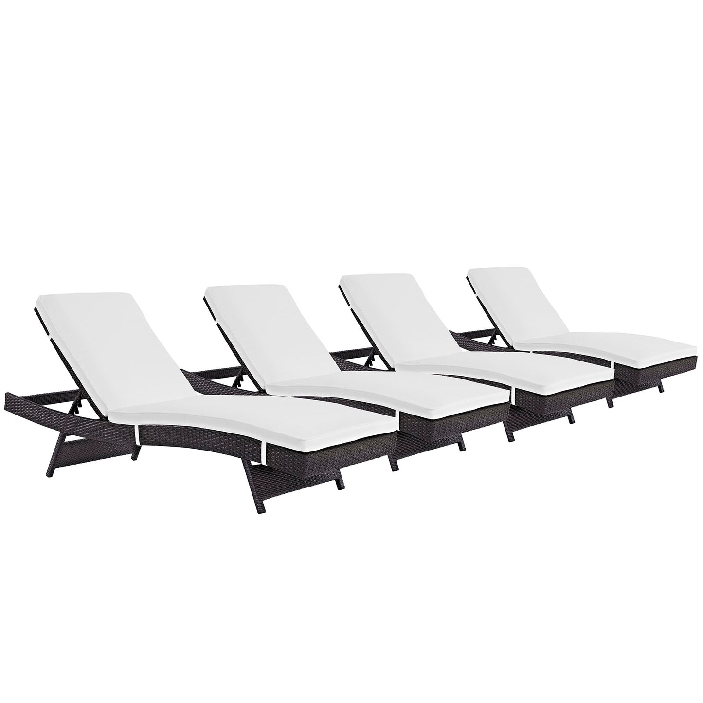 Modway - Convene Outdoor Patio Chaise Set of 4 by Modway  Outdoor Furniture Sofa Sectionals White - EEI-2429-EXP-WHI-SET