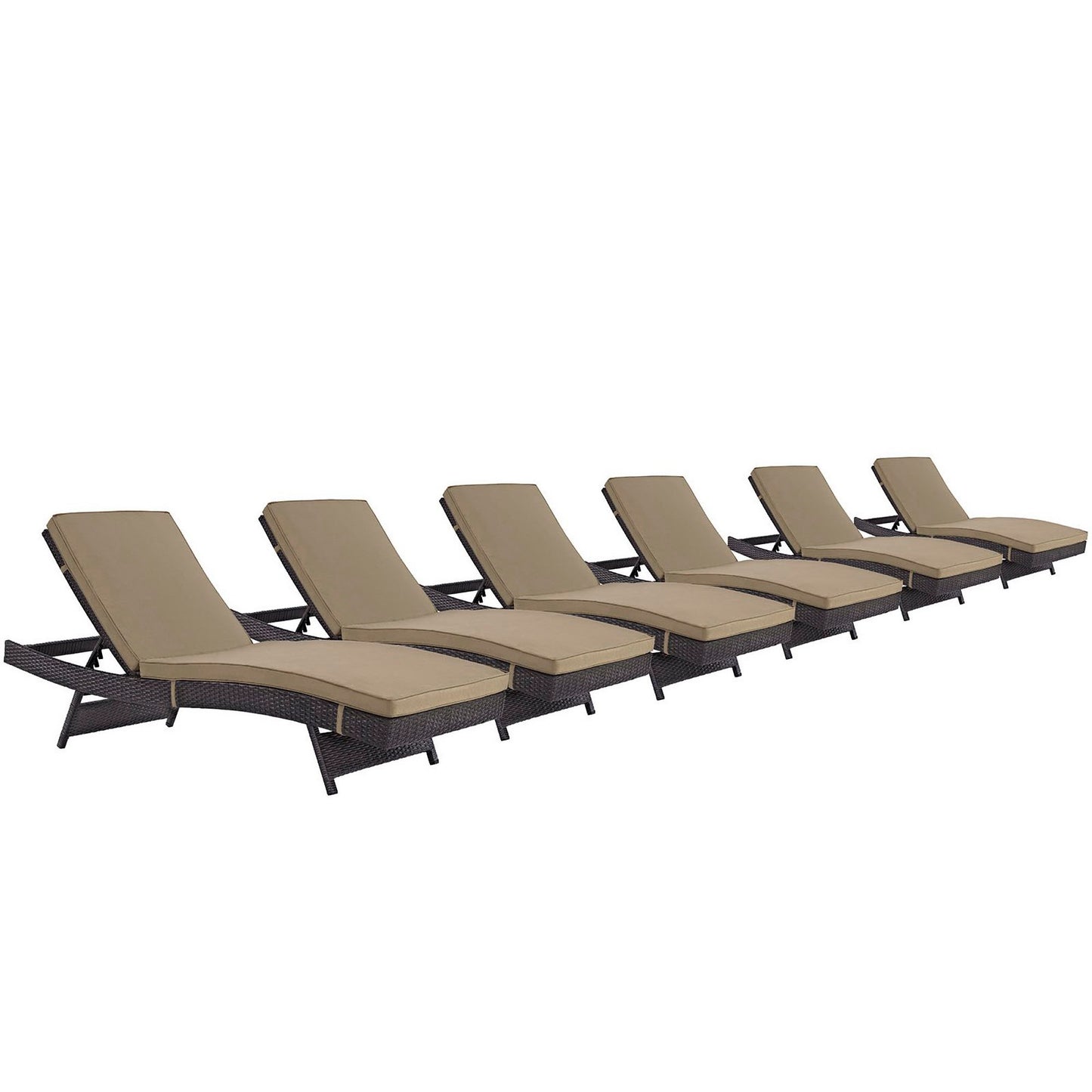 Modway Outlet Convene Outdoor Patio Chaise Set of 6 by Modway  Outdoor Furniture Furniture Espresso Mocha - EEI-2430-EXP-MOC-SET