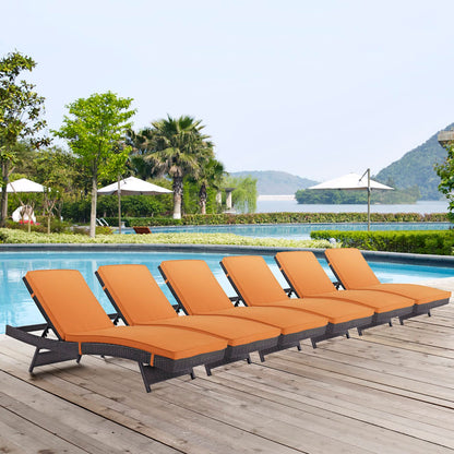 Modway Outlet Convene Outdoor Patio Chaise Set of 6 by Modway  Outdoor Furniture Furniture Espresso Orange - EEI-2430-EXP-ORA-SET
