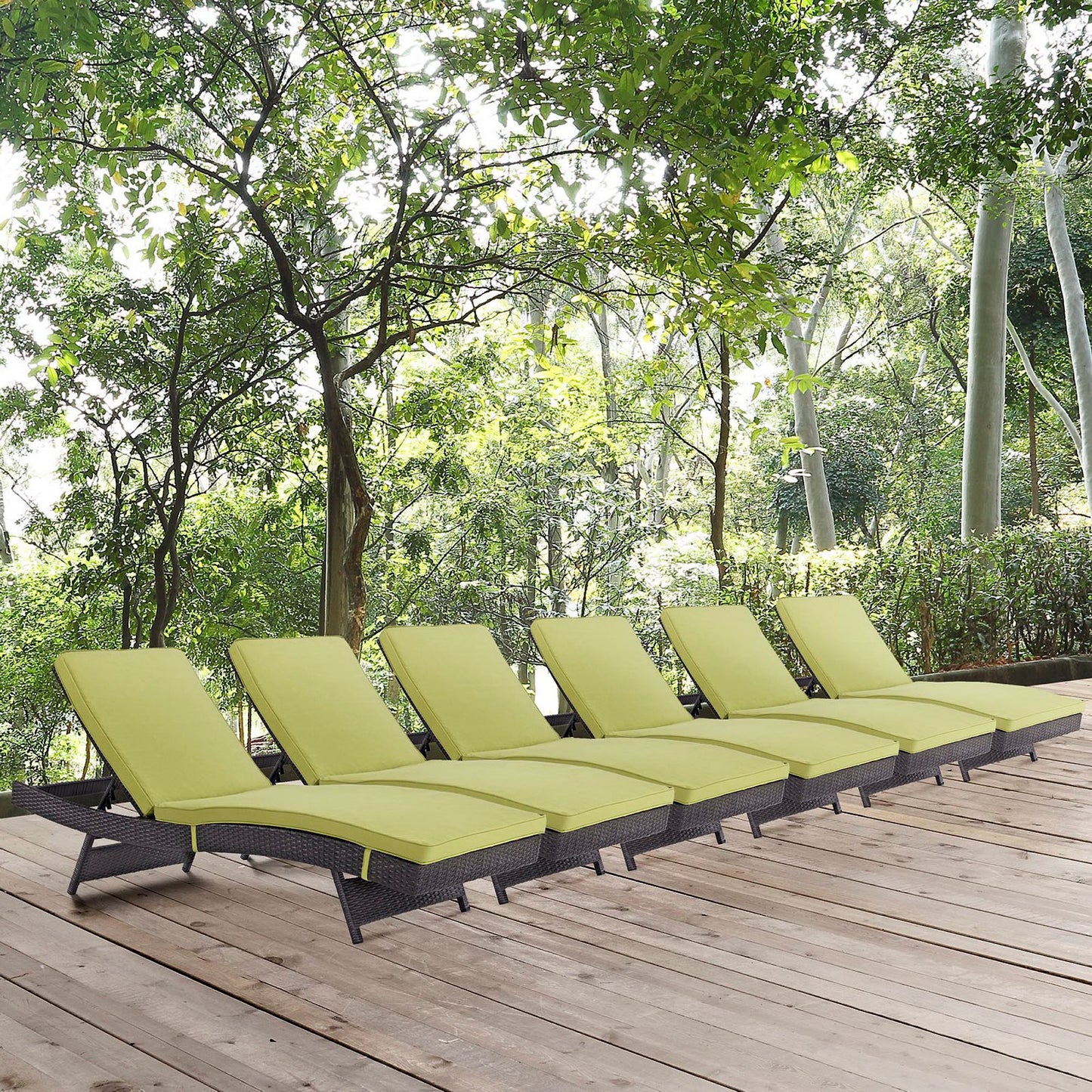 Modway Outlet Convene Outdoor Patio Chaise Set of 6 by Modway  Outdoor Furniture Furniture Espresso Peridot - EEI-2430-EXP-PER-SET