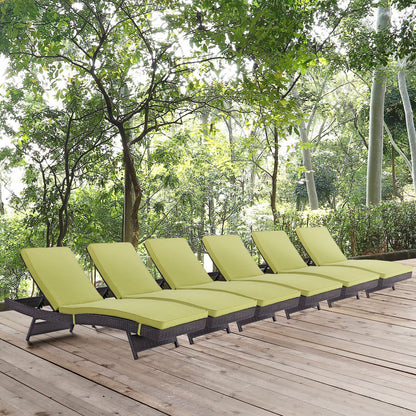 Modway Outlet Convene Outdoor Patio Chaise Set of 6 by Modway  Outdoor Furniture Furniture Espresso Peridot - EEI-2430-EXP-PER-SET