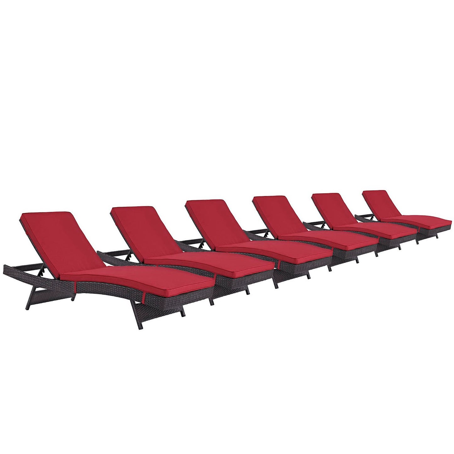 Modway Outlet Convene Outdoor Patio Chaise Set of 6 by Modway  Outdoor Furniture Furniture Espresso Red - EEI-2430-EXP-RED-SET