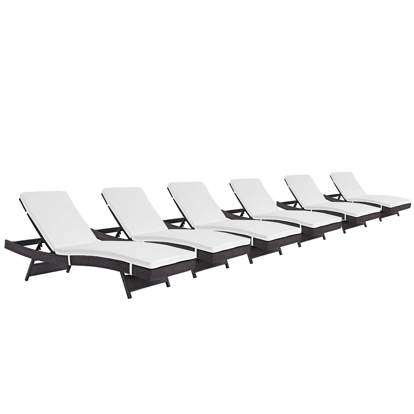 Modway - Convene Outdoor Patio Chaise Set of 6 by Modway  Outdoor Furniture Sofa Sectionals White - EEI-2430-EXP-WHI-SET