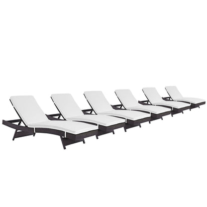 Modway - Convene Outdoor Patio Chaise Set of 6 by Modway  Outdoor Furniture Sofa Sectionals White - EEI-2430-EXP-WHI-SET