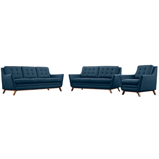Modway Outlet Beguile Upholstered Fabric Living Room Set Set of 3 by Modway  Living Room Furniture Azure - EEI-2431-AZU-SET