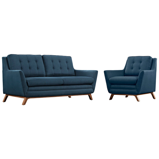 Modway Outlet Beguile Upholstered Fabric Living Room Set Set of 2 by Modway  Living Room Furniture Azure - EEI-2432-AZU-SET