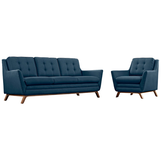 Modway Outlet Beguile Upholstered Fabric Living Room Set Set of 2 by Modway  Living Room Furniture Azure - EEI-2433-AZU-SET