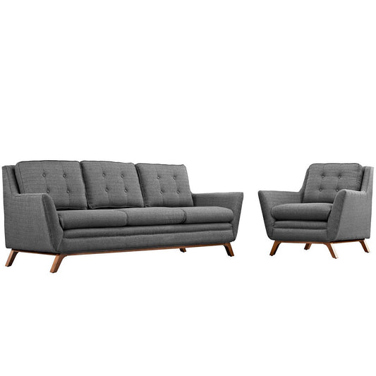 Modway Outlet Beguile Upholstered Fabric Living Room Set Set of 2 by Modway  Living Room Furniture Gray - EEI-2433-DOR-SET
