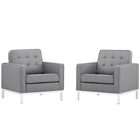 Modway Outlet Loft Upholstered Fabric Armchairs Set of 2 by Modway  Living Room Furniture Light Gray - EEI-2440-LGR-SET
