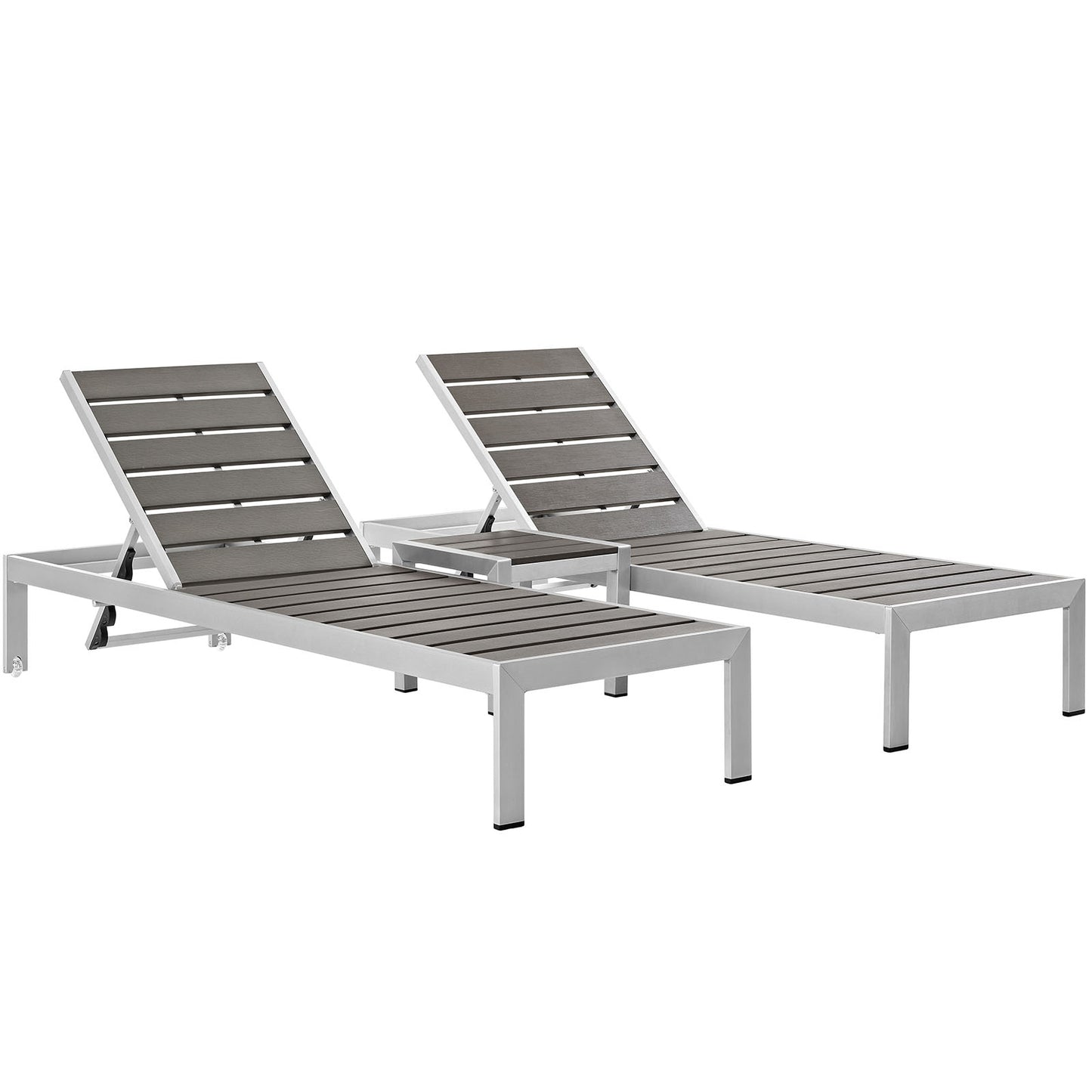 Modway - Shore 3 Piece Outdoor Patio Aluminum Set by Modway  Outdoor Furniture Sofa Sectionals Gray - EEI-2466-SLV-GRY-SET