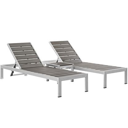 Modway - Shore 3 Piece Outdoor Patio Aluminum Set by Modway  Outdoor Furniture Sofa Sectionals Gray - EEI-2466-SLV-GRY-SET