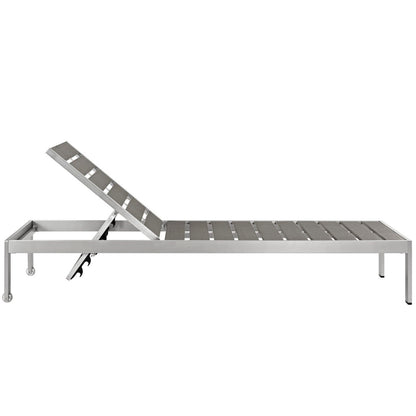 Modway - Shore Outdoor Patio Aluminum Chaise Set of 4 by Modway  Outdoor Furniture Sofa Sectionals Gray - EEI-2468-SLV-GRY-SET