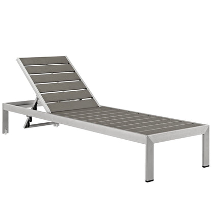 Modway - Shore Outdoor Patio Aluminum Chaise Set of 6 by Modway  Outdoor Furniture Sofa Sectionals Gray - EEI-2469-SLV-GRY-SET