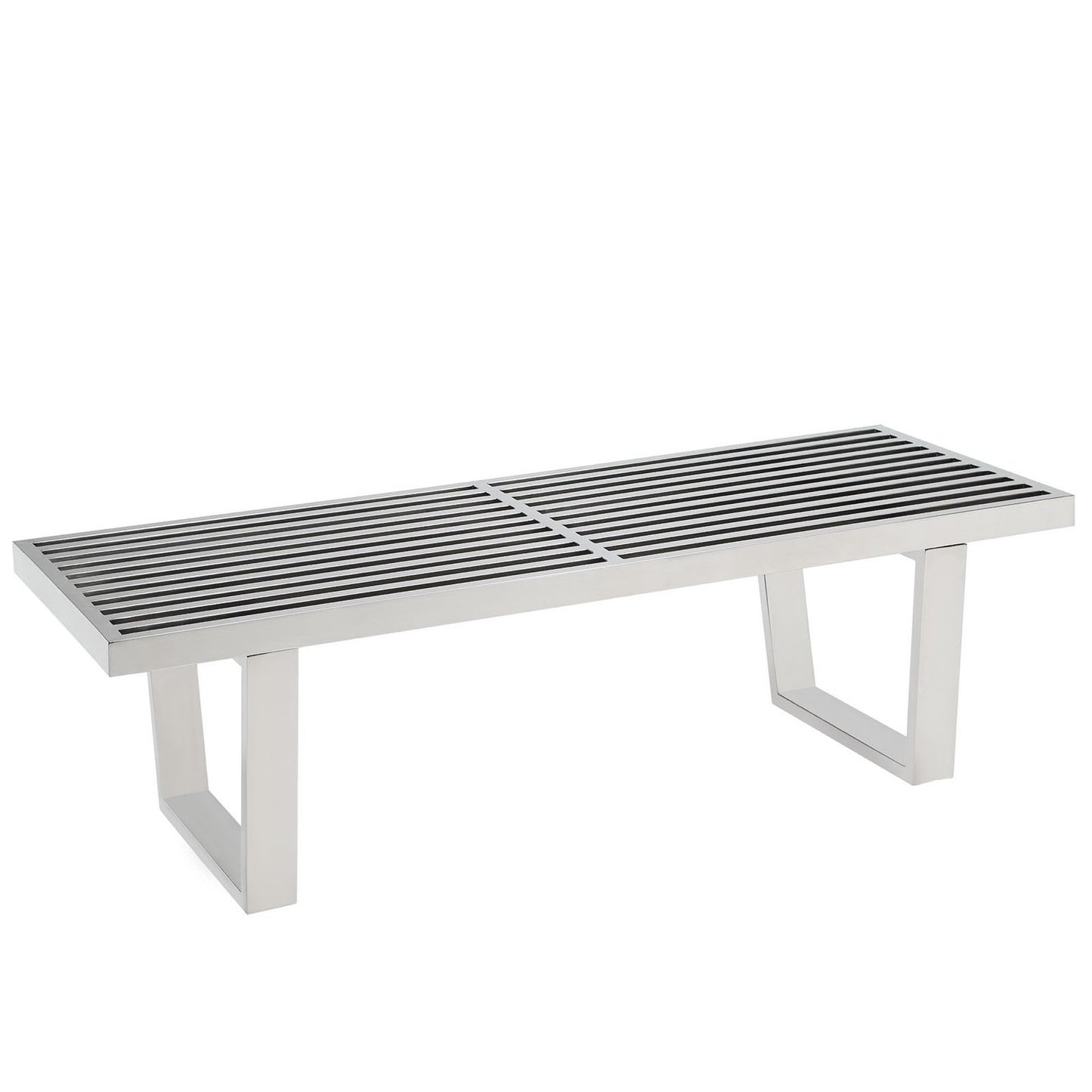 Modway - Sauna 4' Stainless Steel Bench by Modway  Living Room Benches and Stools Silver - EEI-247-SLV