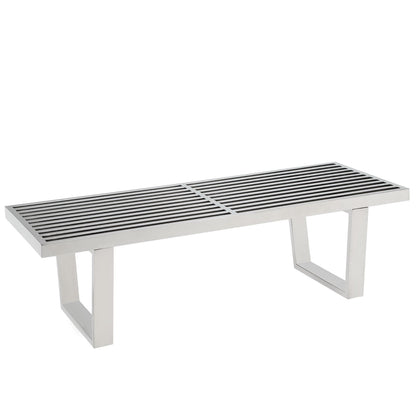 Modway - Sauna 4' Stainless Steel Bench by Modway  Living Room Benches and Stools Silver - EEI-247-SLV