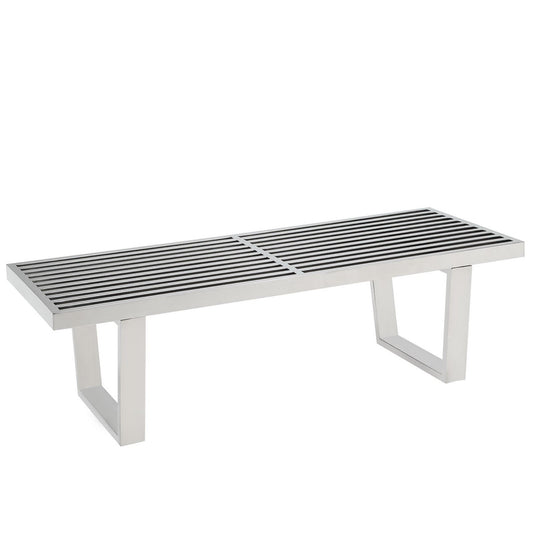 Modway - Sauna 4' Stainless Steel Bench by Modway  Living Room Benches and Stools Silver - EEI-247-SLV
