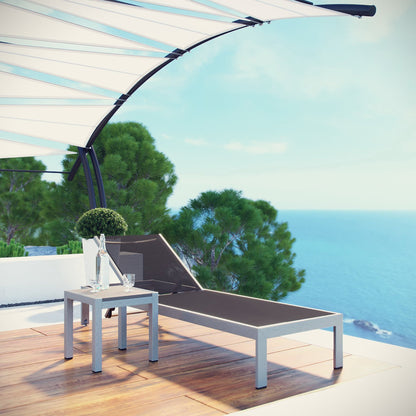 Modway - Shore 2 Piece Outdoor Patio Aluminum Set by Modway  Outdoor Furniture Sofa Sectionals Black - EEI-2470-SLV-BLK-SET