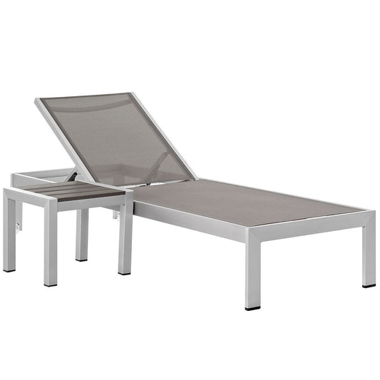 Modway - Shore 2 Piece Outdoor Patio Aluminum Set by Modway  Outdoor Furniture Sofa Sectionals Gray - EEI-2470-SLV-GRY-SET