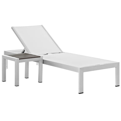 Modway - Shore 2 Piece Outdoor Patio Aluminum Set by Modway  Outdoor Furniture Sofa Sectionals White - EEI-2470-SLV-WHI-SET