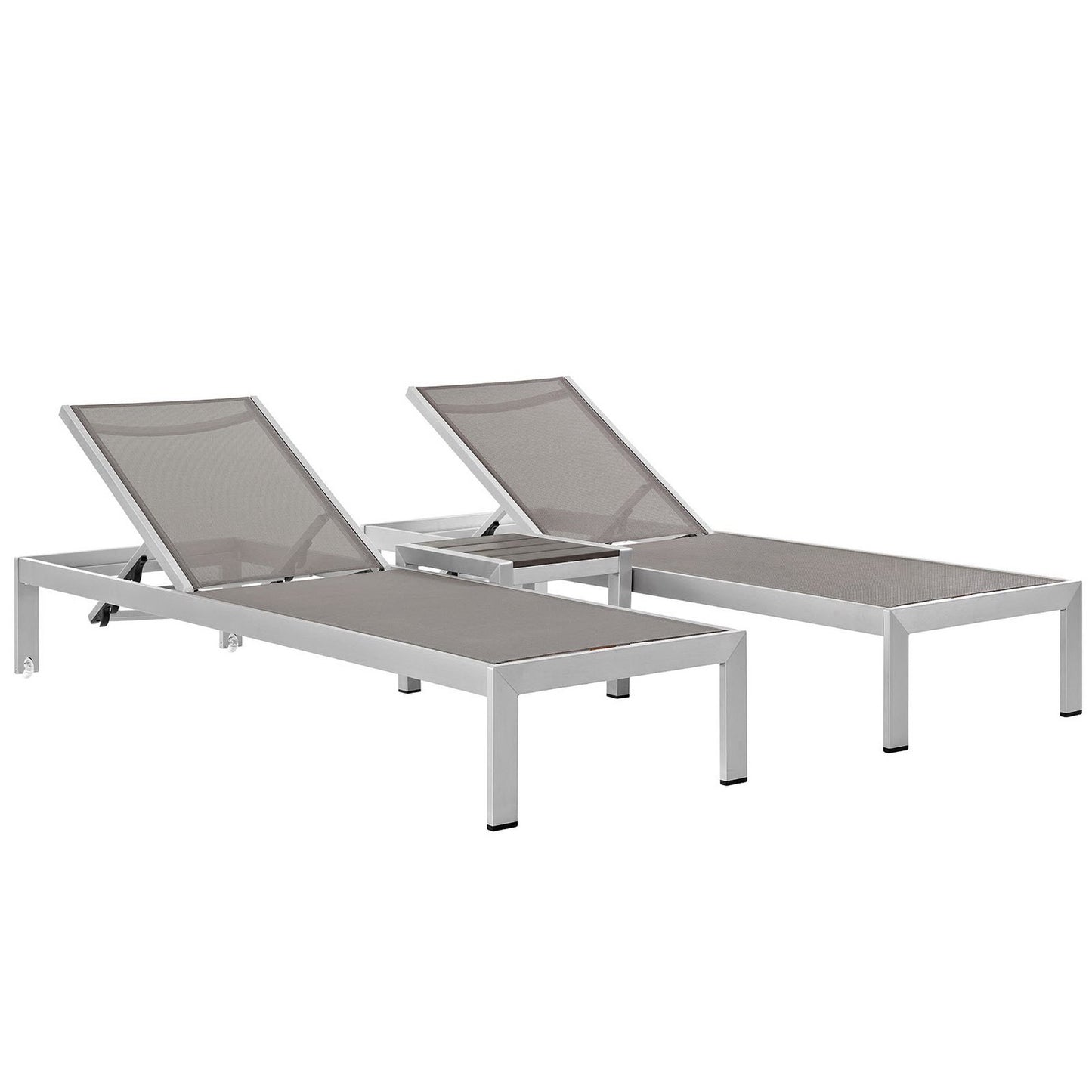 Modway - Shore 3 Piece Outdoor Patio Aluminum Set by Modway  Outdoor Furniture Sofa Sectionals Gray - EEI-2471-SLV-GRY-SET