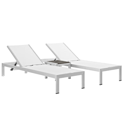 Modway - Shore 3 Piece Outdoor Patio Aluminum Set by Modway  Outdoor Furniture Sofa Sectionals White - EEI-2471-SLV-WHI-SET