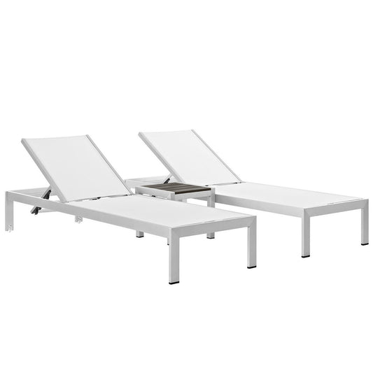 Modway - Shore 3 Piece Outdoor Patio Aluminum Set by Modway  Outdoor Furniture Sofa Sectionals White - EEI-2471-SLV-WHI-SET