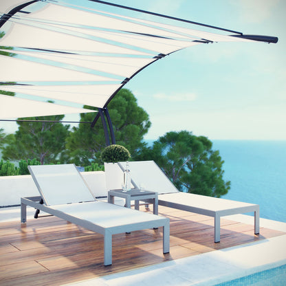 Modway - Shore 3 Piece Outdoor Patio Aluminum Set by Modway  Outdoor Furniture Sofa Sectionals White - EEI-2471-SLV-WHI-SET