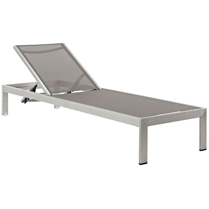 Modway - Shore Outdoor Patio Aluminum Chaise Set of 2 by Modway  Outdoor Furniture Sofa Sectionals Gray - EEI-2472-SLV-GRY-SET