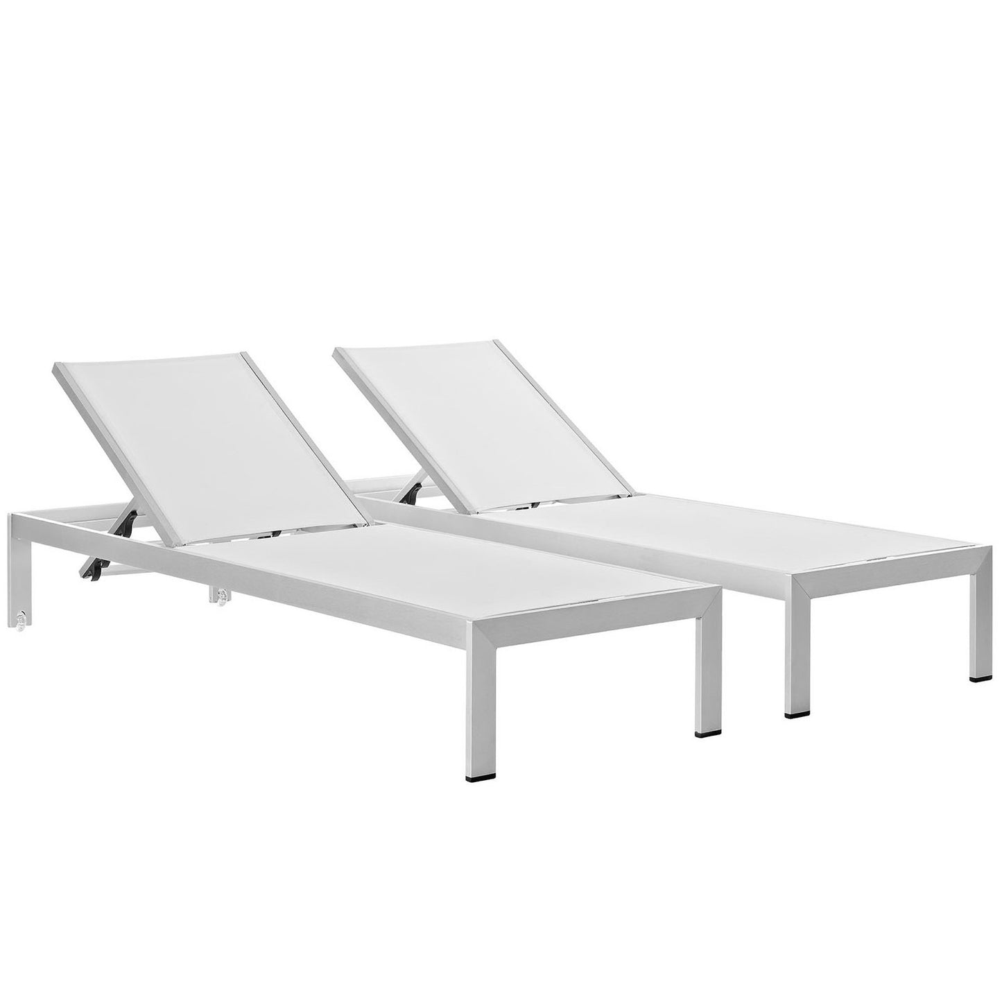Modway - Shore Outdoor Patio Aluminum Chaise Set of 2 by Modway  Outdoor Furniture Sofa Sectionals White - EEI-2472-SLV-WHI-SET