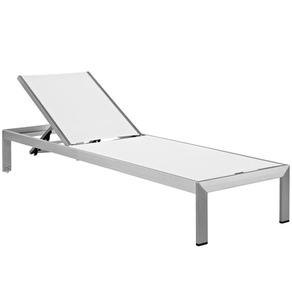 Modway - Shore Outdoor Patio Aluminum Chaise Set of 2 by Modway  Outdoor Furniture Sofa Sectionals White - EEI-2472-SLV-WHI-SET