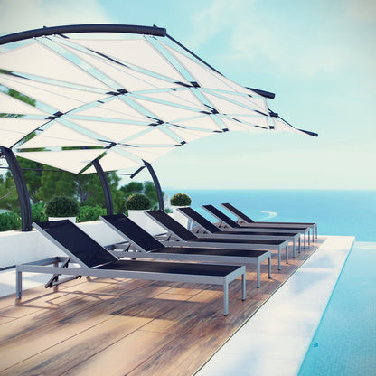 Modway - Shore Outdoor Patio Aluminum Chaise Set of 6 by Modway  Outdoor Furniture Sofa Sectionals Black - EEI-2474-SLV-BLK-SET