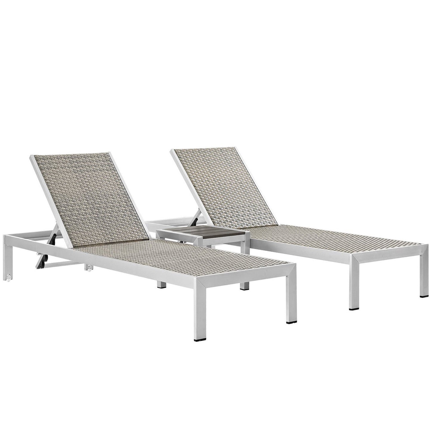 Modway - Shore 3 Piece Outdoor Patio Aluminum Set by Modway  Outdoor Furniture Sofa Sectionals Gray - EEI-2476-SLV-GRY-SET