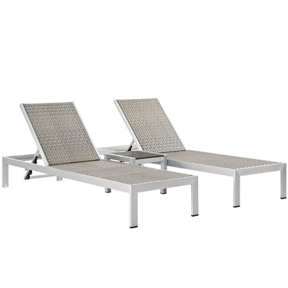 Modway - Shore 3 Piece Outdoor Patio Aluminum Set by Modway  Outdoor Furniture Sofa Sectionals Gray - EEI-2476-SLV-GRY-SET