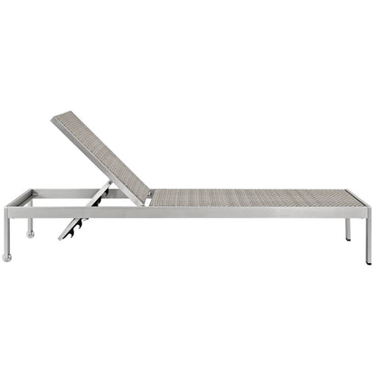 Modway - Shore Outdoor Patio Aluminum Chaise Set of 2 by Modway  Outdoor Furniture Sofa Sectionals Gray - EEI-2477-SLV-GRY-SET