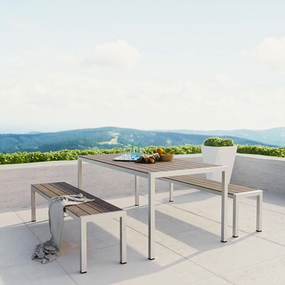 Modway - Shore 3 Piece Outdoor Patio Aluminum Dining Set by Modway  Outdoor Furniture Bar and Dining Gray - EEI-2480-SLV-GRY-SET
