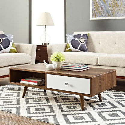 Modway Outlet Transmit Coffee Table by Modway  Living Room Furniture Walnut White - EEI-2528-WAL-WHI