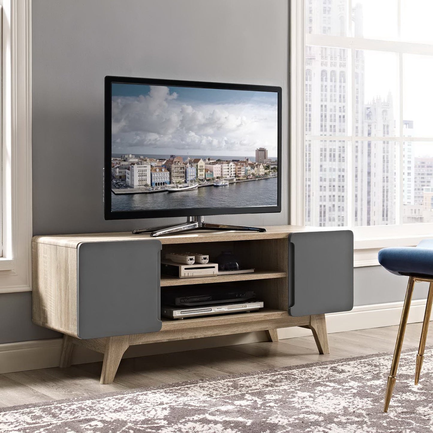 Modway Outlet Tread 47" TV Stand by Modway  Living Room Furniture Natural Gray - EEI-2532-NAT-GRY