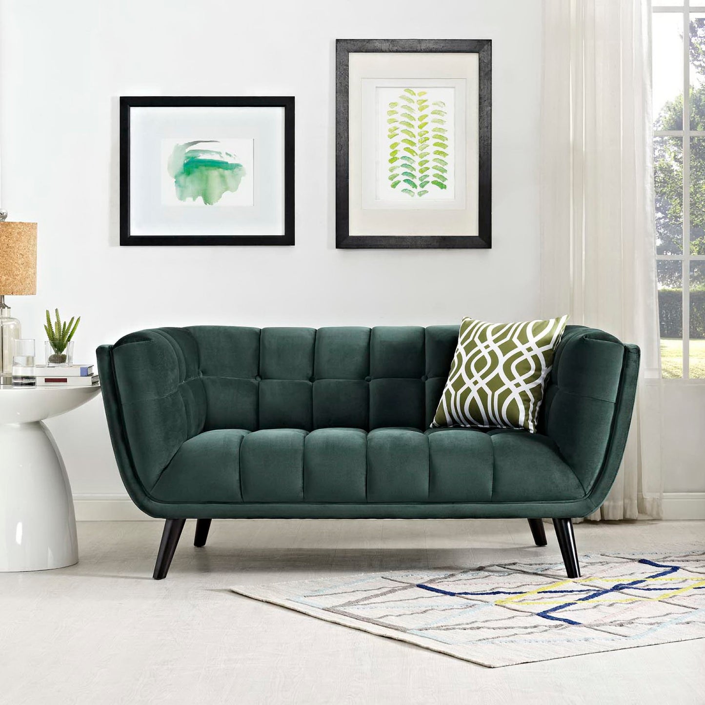 Modway - Bestow Performance Velvet Loveseat by Modway  Living Room Sofas and Armchairs Green - EEI-2535-GRN