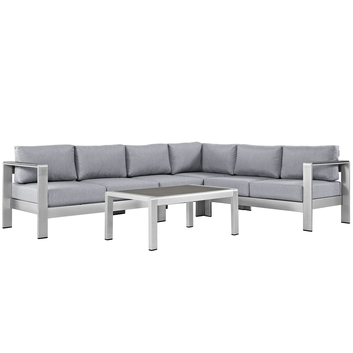 Modway - Shore 5 Piece Outdoor Patio Aluminum Sectional Sofa Set by Modway  Outdoor Furniture Sofa Sectionals Gray - EEI-2557-SLV-GRY
