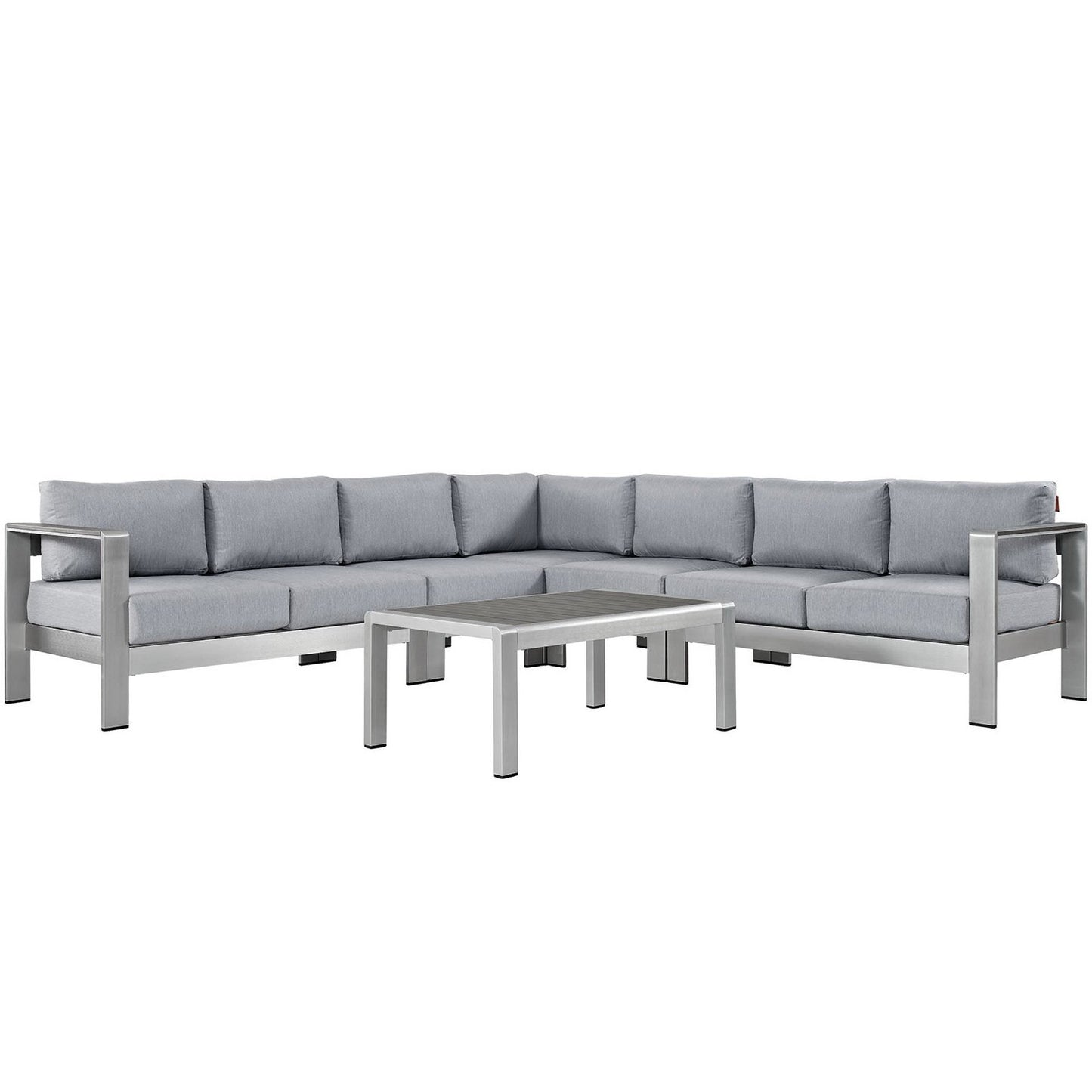 Modway - Shore 6 Piece Outdoor Patio Aluminum Sectional Sofa Set by Modway  Outdoor Furniture Sofa Sectionals Gray - EEI-2561-SLV-GRY