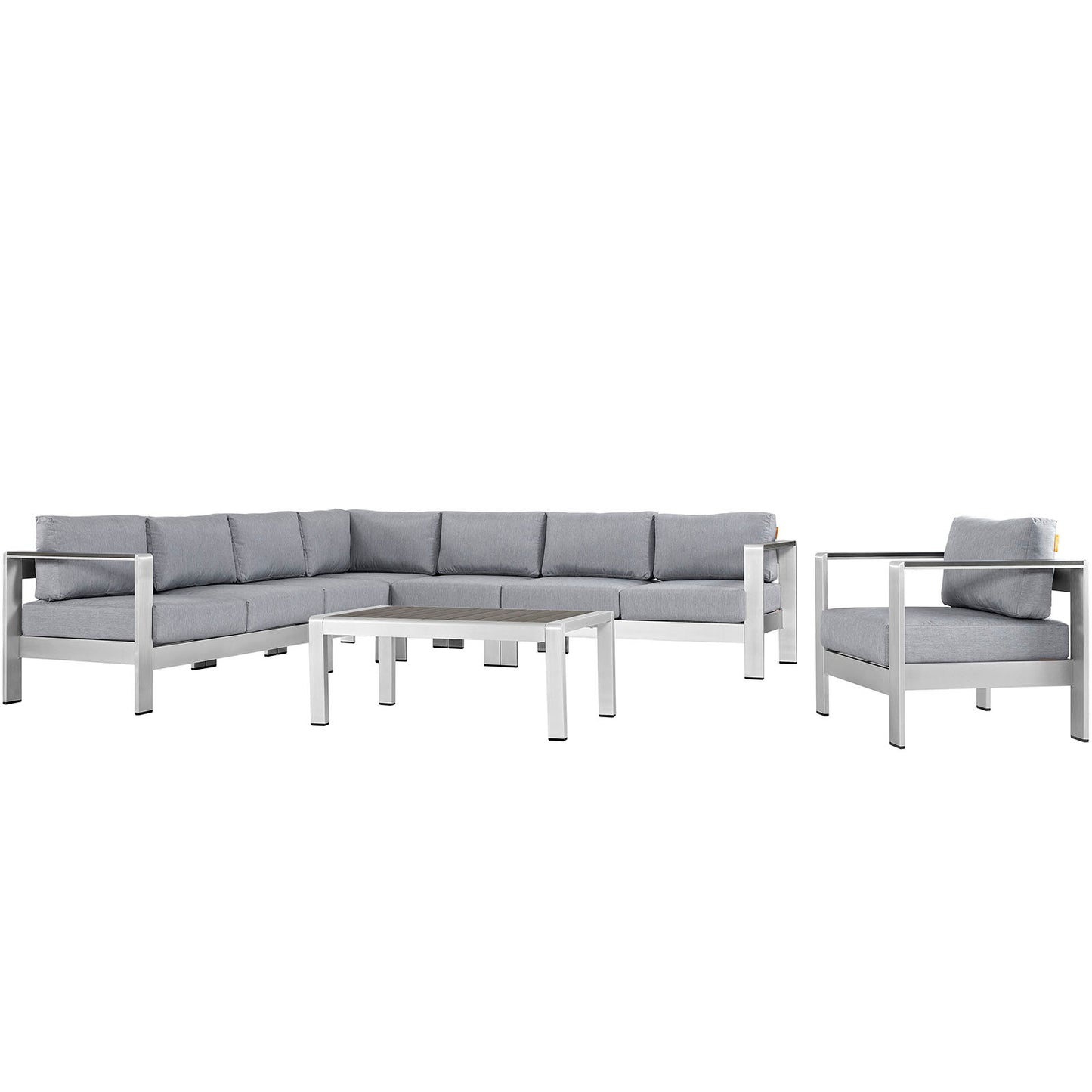 Modway - Shore 7 Piece Outdoor Patio Aluminum Sectional Sofa Set by Modway  Outdoor Furniture Sofa Sectionals Gray - EEI-2562-SLV-GRY