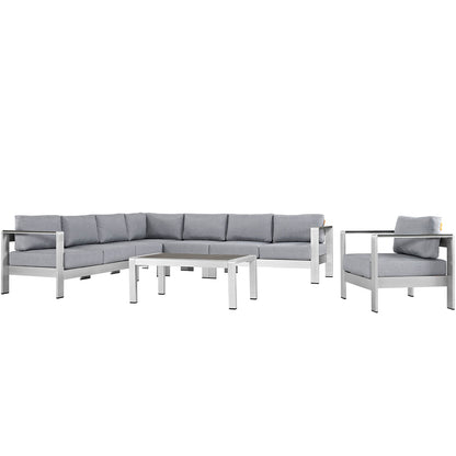 Modway - Shore 7 Piece Outdoor Patio Aluminum Sectional Sofa Set by Modway  Outdoor Furniture Sofa Sectionals Gray - EEI-2562-SLV-GRY